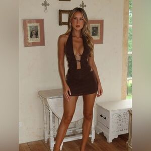 Outcast Mardea Mini Dress in Chocolate